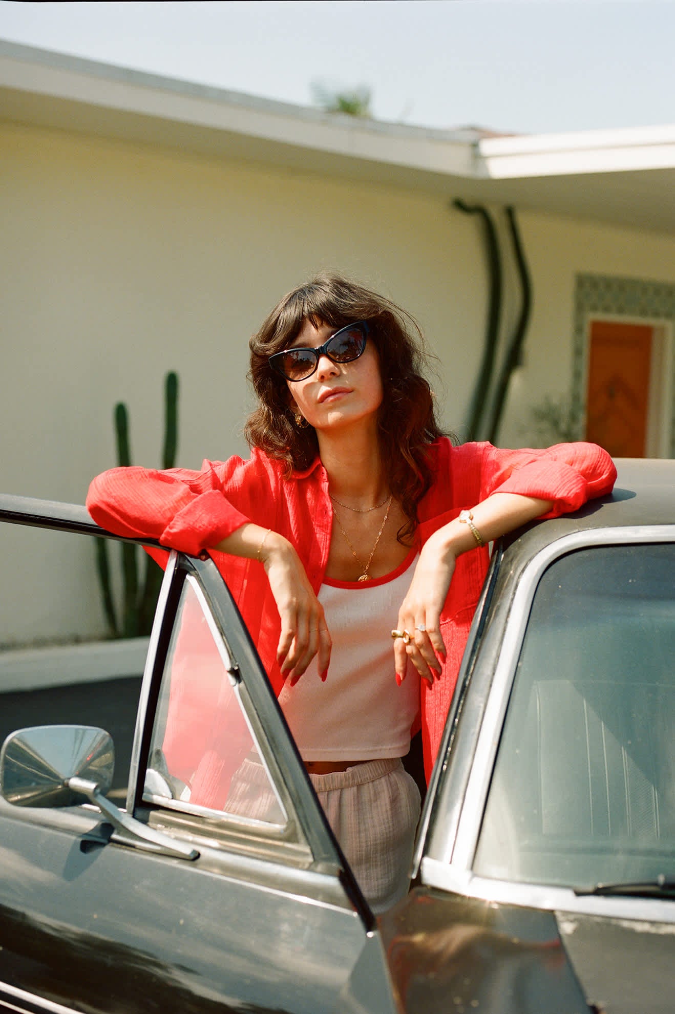 Women's East Side Boxy L/S Button Down in the color Crimson - Men's Lifestyle image