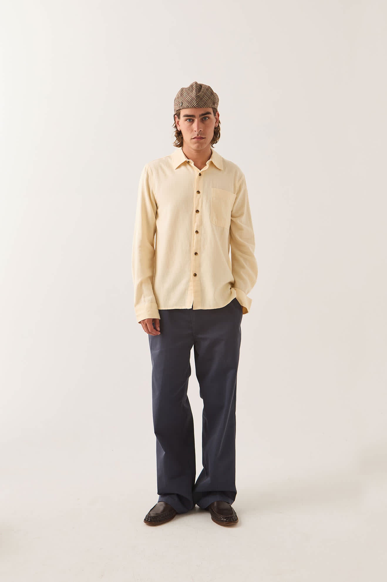 Men's Hasting Lightweight Flannel in the color Wax Paper - Men's Front View