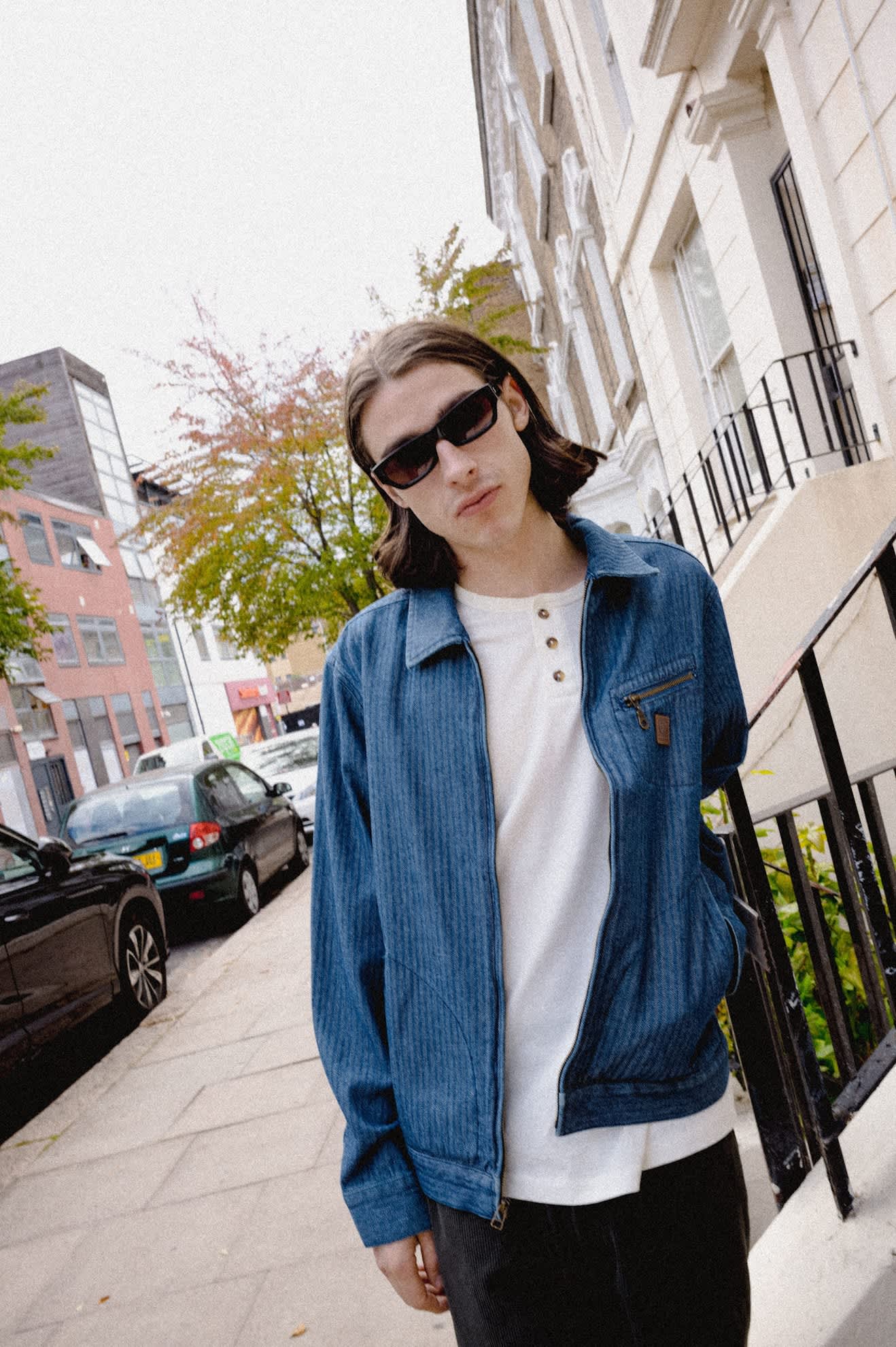Men's Mechanic Garage Zip Jacket in the color Indigo Herringbone - Men's Lifestyle image