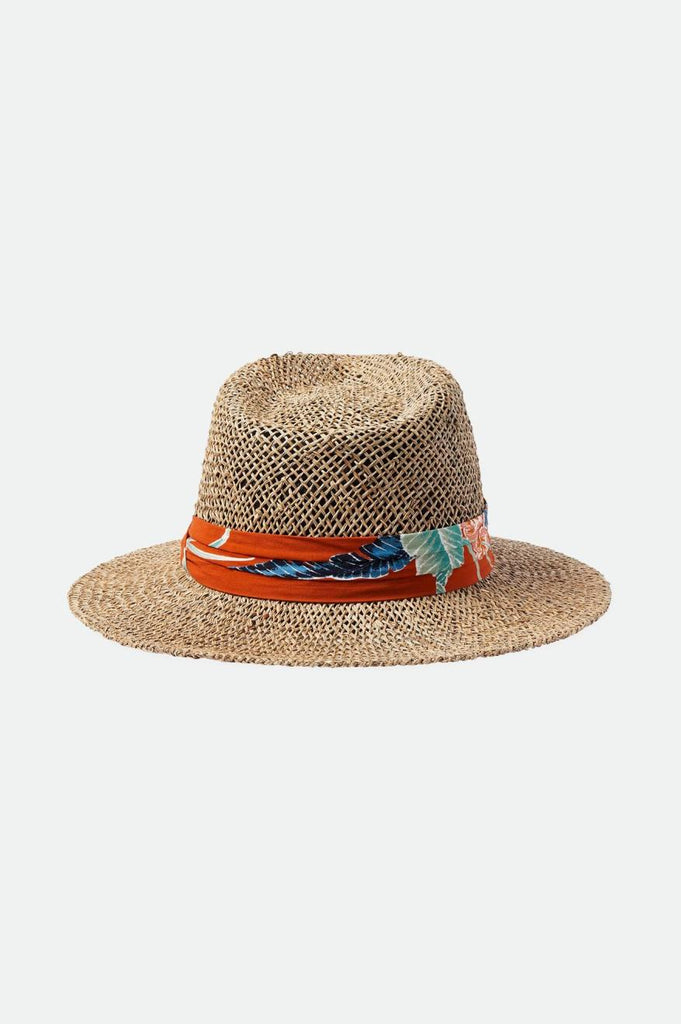 Brixton Aloha Straw Fedora - Natural/Burnt Red