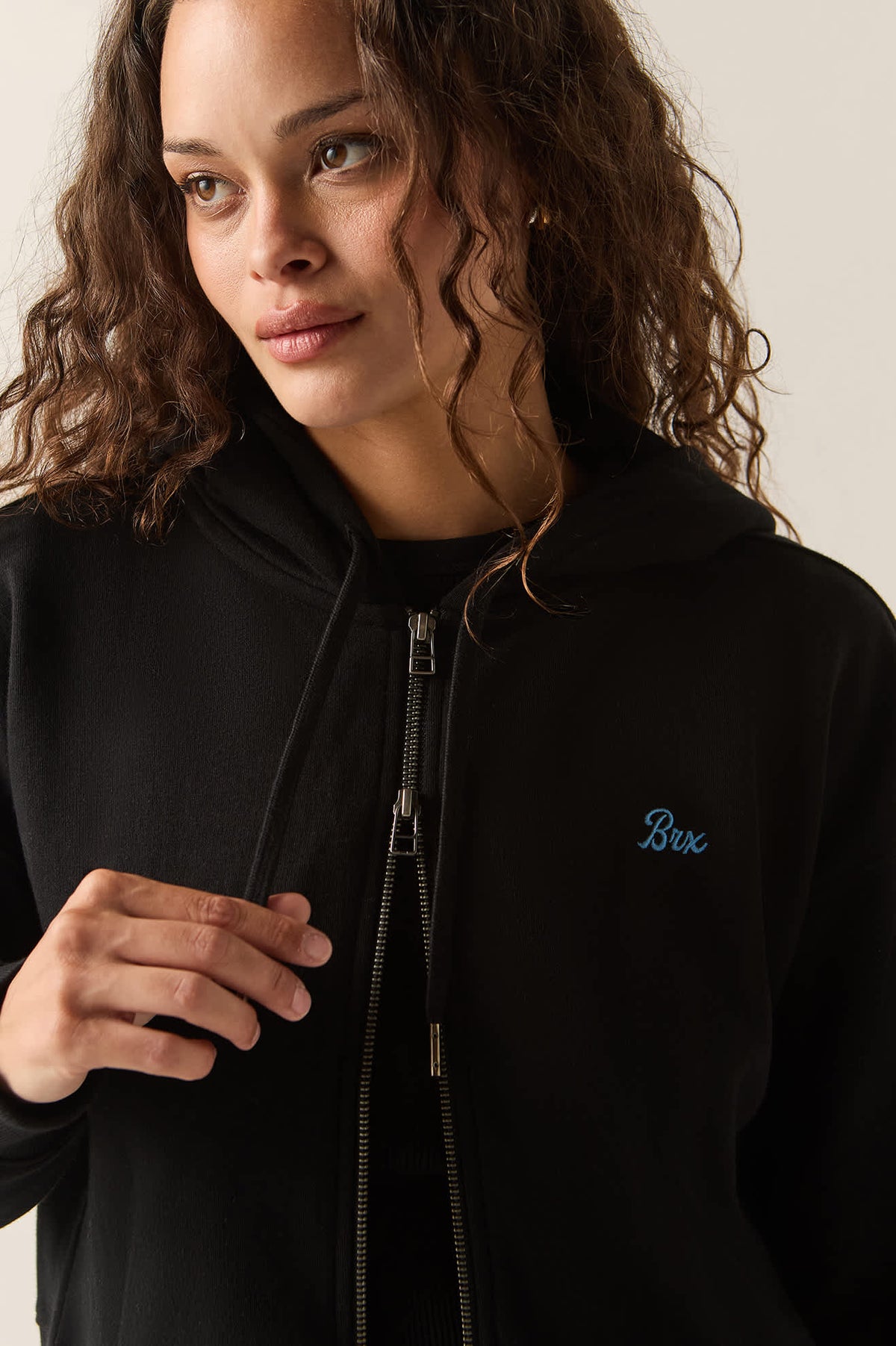 Women's Always Late Full Zip Hoodie in the color Black - Additional Fit image