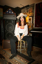 Women's Ringer Organic A-Tank in the color Off White/Crimson - Men's Lifestyle image