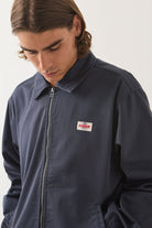 Men's Trademark Lightweight Garage Zip Jacket in the color Washed Navy - Men's Side View