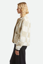 Women's Delilah Sherpa Jacket in the color White/Natural Finish Line Checker - Women's Side View