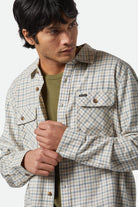 Men's Bowery Lightweight Ultra Soft L/S Flannel in the color Whitecap/Basalt - Additional Fit image