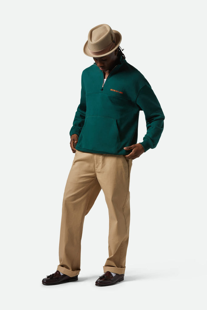 Men's Embroidered Heavyweight Oversized Half Zip in the color Deep Emerald - Men's Featured View