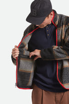 Men's Buffalo Plaid Sherpa Full Zip in the color Black/Cream - Additional Fit image