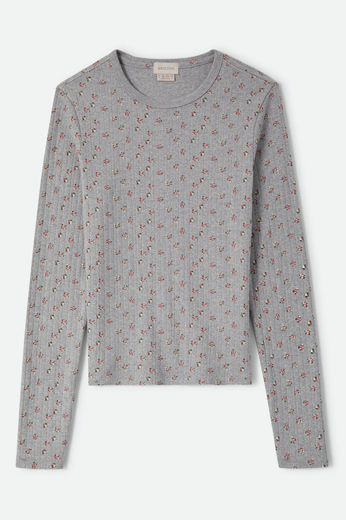 Women's Off Duty Pointelle Knit Top in the color Heather Grey Ditsy Floral - Front Product View