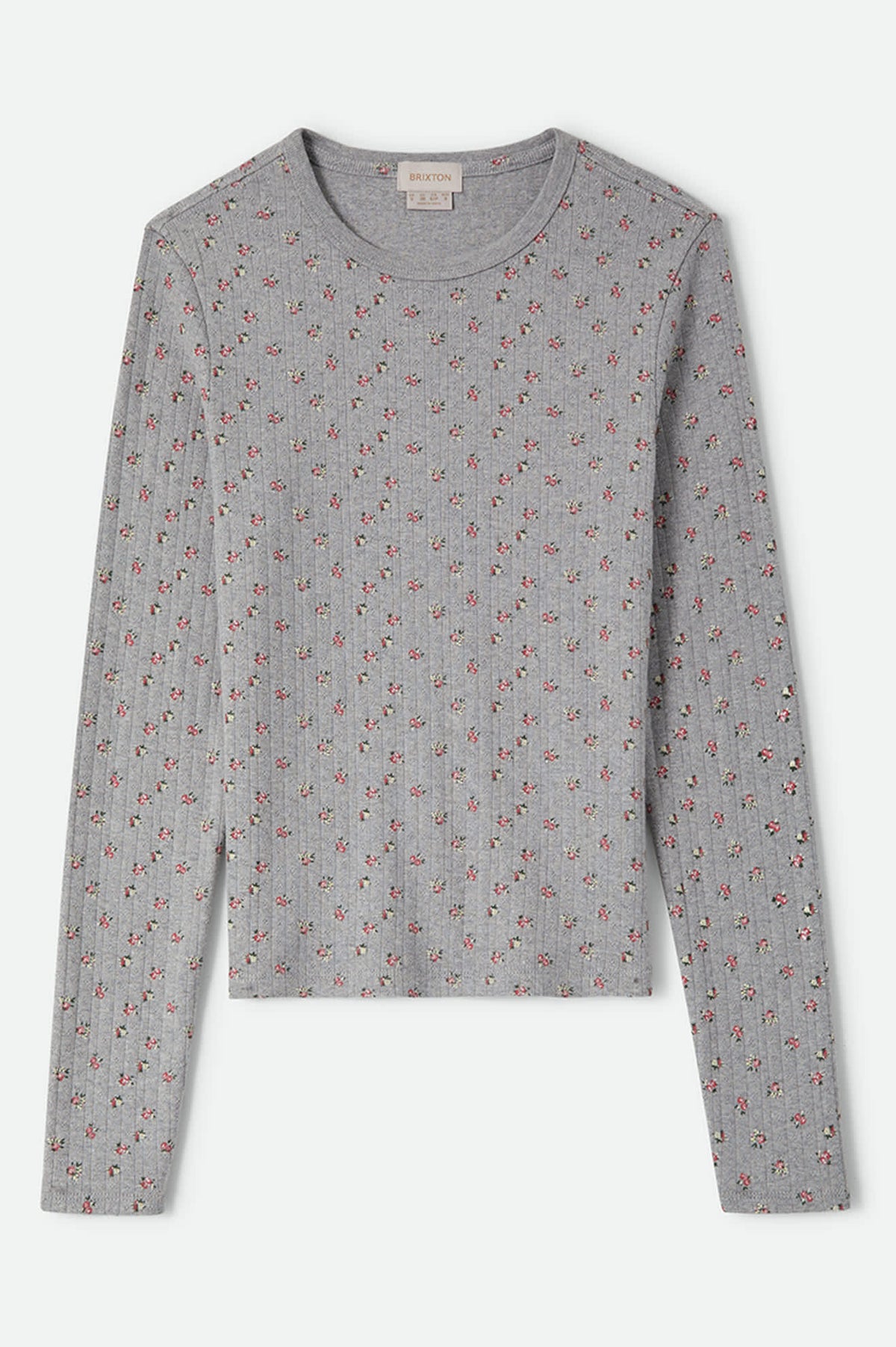 Women's Off Duty Pointelle Knit Top in the color Heather Grey Ditsy Floral - Front Product View