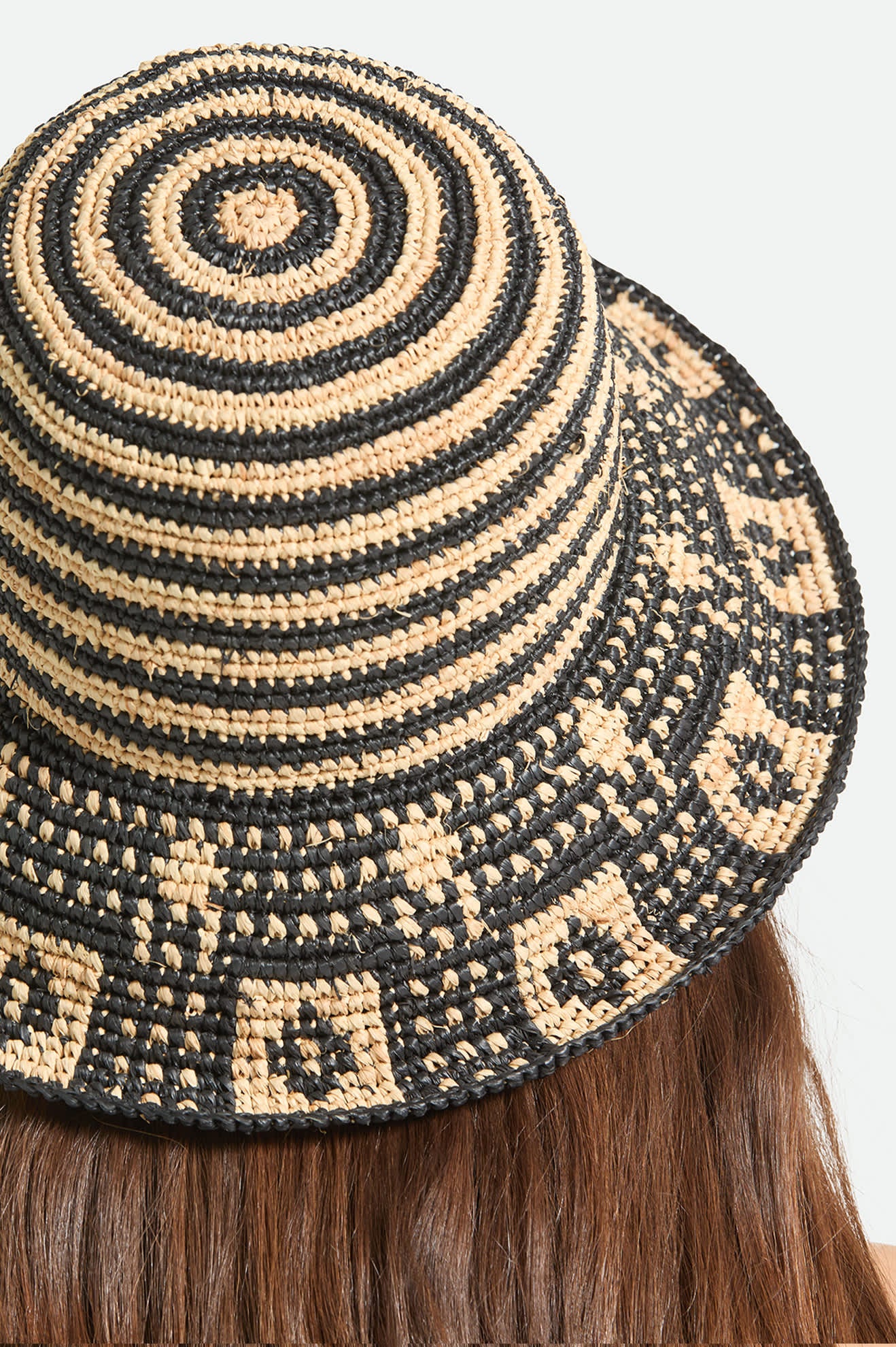 Women's Redding Packable Straw Bucket Hat in the color Black/Natural - Additional Fit image