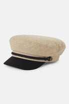 Women's Fiddler Fisherman Cap in the color Khaki Stripe/Washed Black - Front Product View