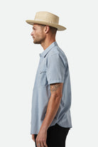 Unisex Swindle Straw Fedora in the color Natural/Natural - Men's Side View