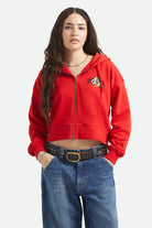 Women's Trophy Horse Cropped Zip Hood in the color Adrenaline Rush - Women's Front View