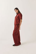 Women's Mechanics Women's Shirt in the color Dark Brick - Women's Side View