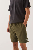 Men's Everyday Corduroy Short in the color Dark Olive - Men's Side View