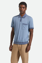 Men's Weekend Herringbone S/S Polo in the color Borrow Blue/Berring Sea - Men's Front View