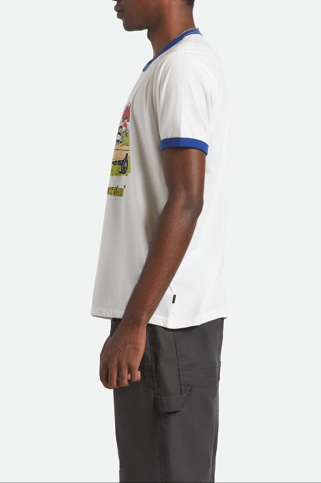 Men's Ford King Of The Mountains S/S Ringer T-Shirt in the color Wimbledon White - Men's Side View
