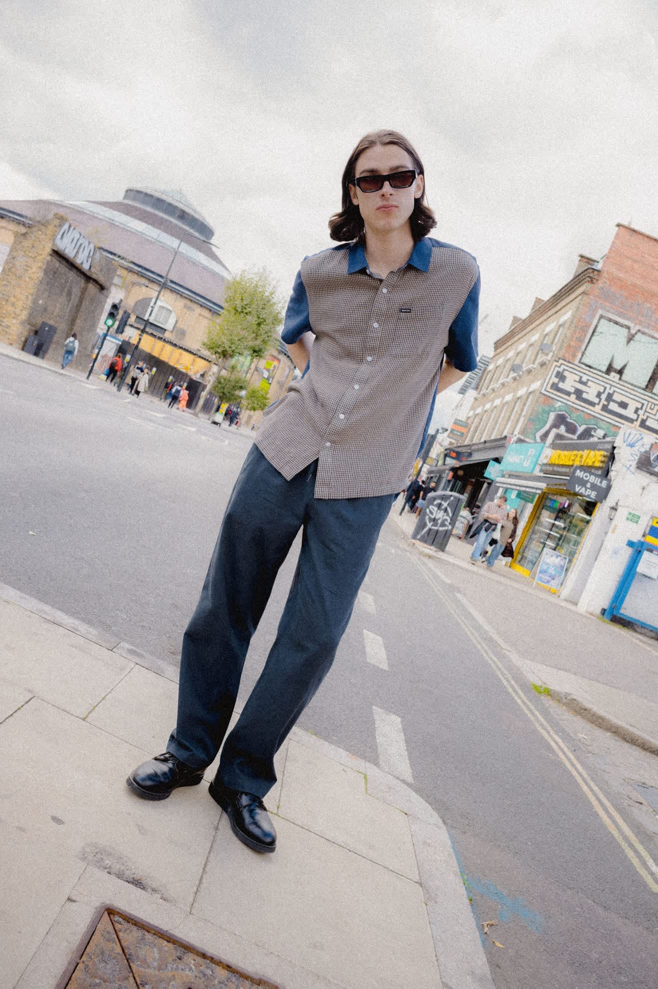 Men's Cru Shirt in the color Classic Navy Color Blocked - Men's Lifestyle image