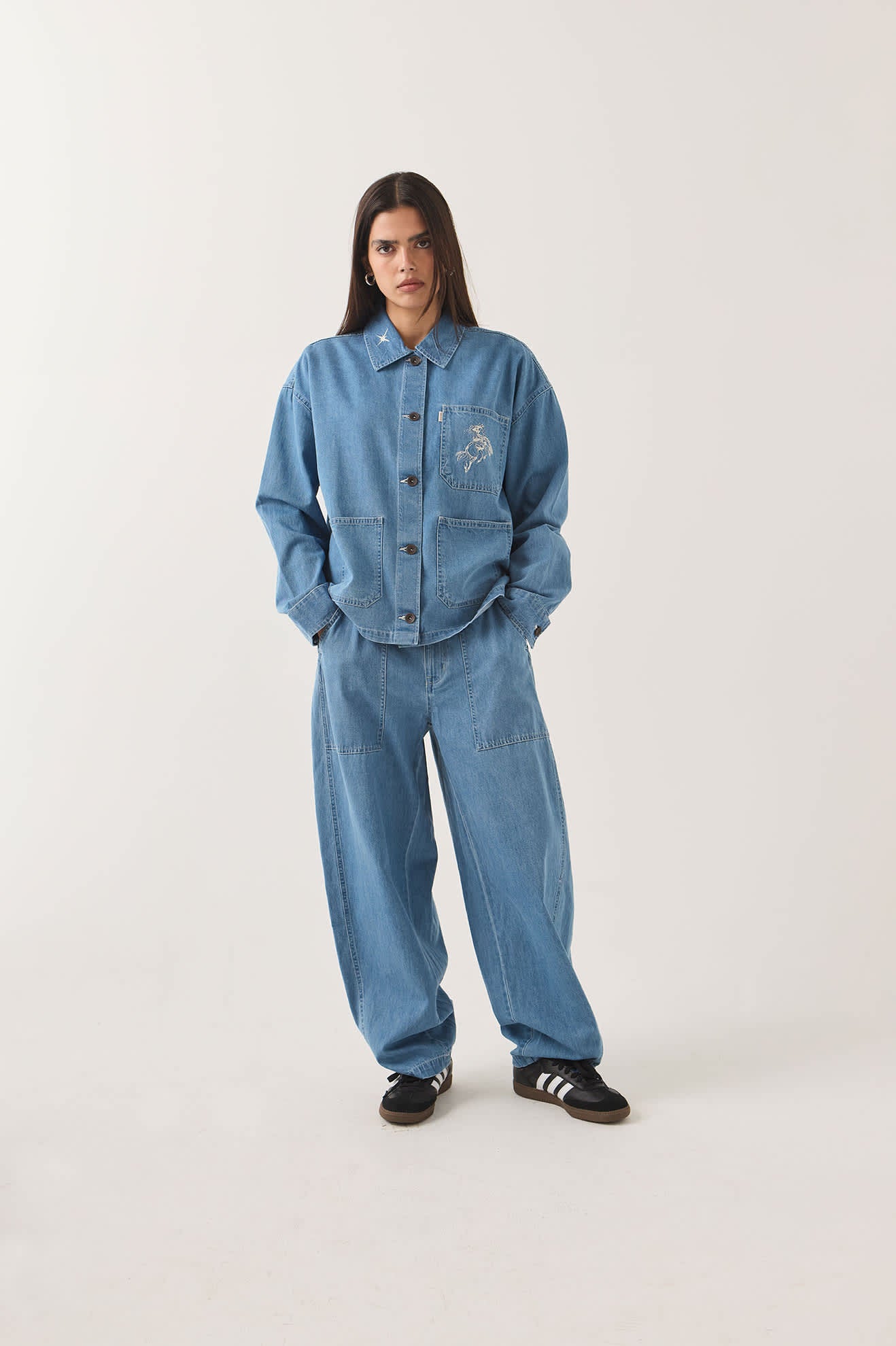 Women's Barn Jacket in the color Light Stone Wash - Women's Front View