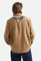 Men's Waylon Lightweight Overshirt in the color Khaki - Men's Back View