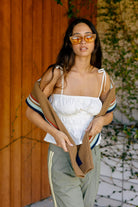 Women's Racing Stripe Crew Sweater in the color Washed Copper - Men's Lifestyle image