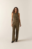 Women's The Audrey Knit Top in the color Washed Black/Khaki Stripe - Additional Fit image