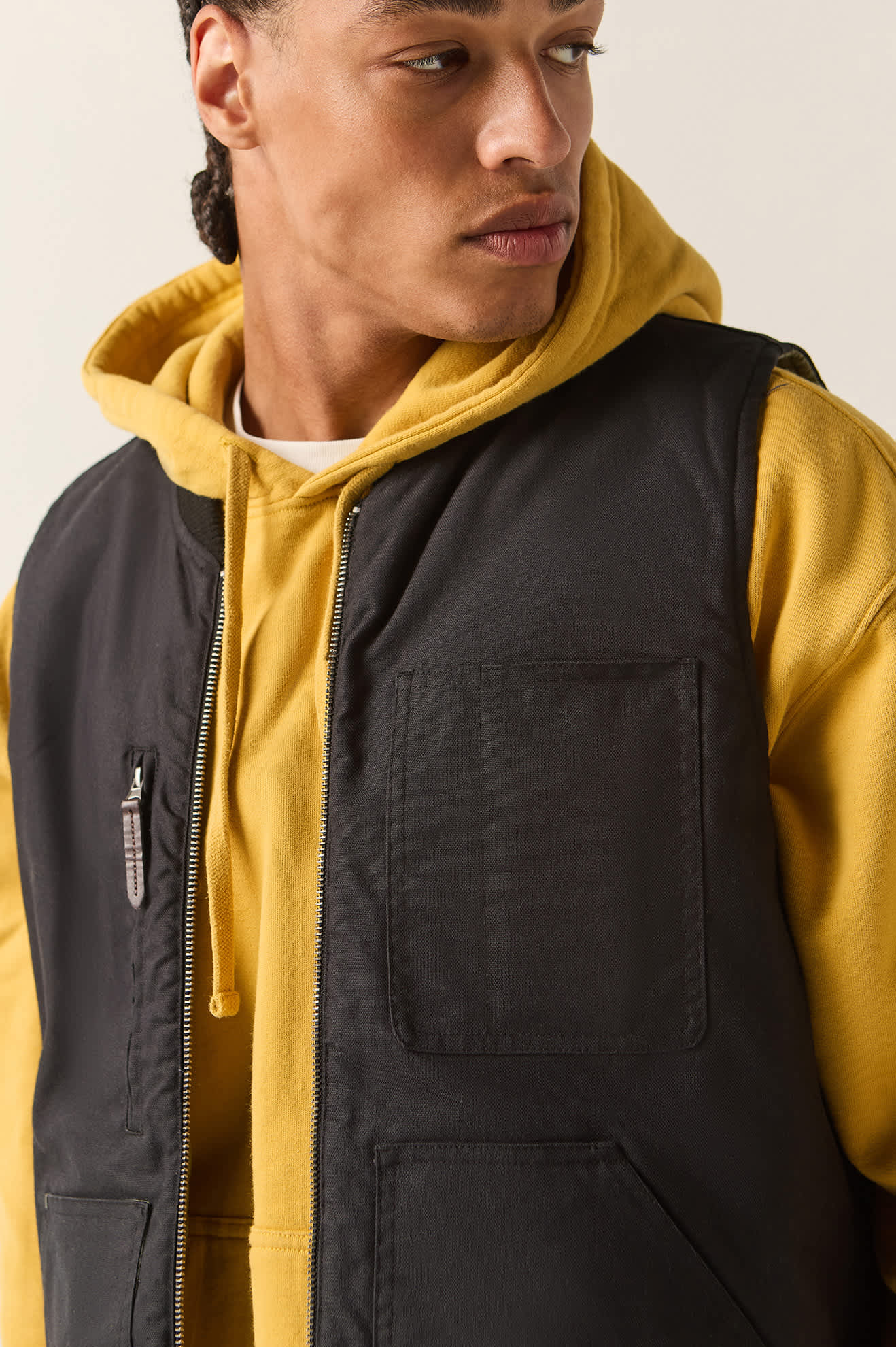 Men's Builders Abraham Reversible Vest in the color Black/Olive Surplus - Men's Side View