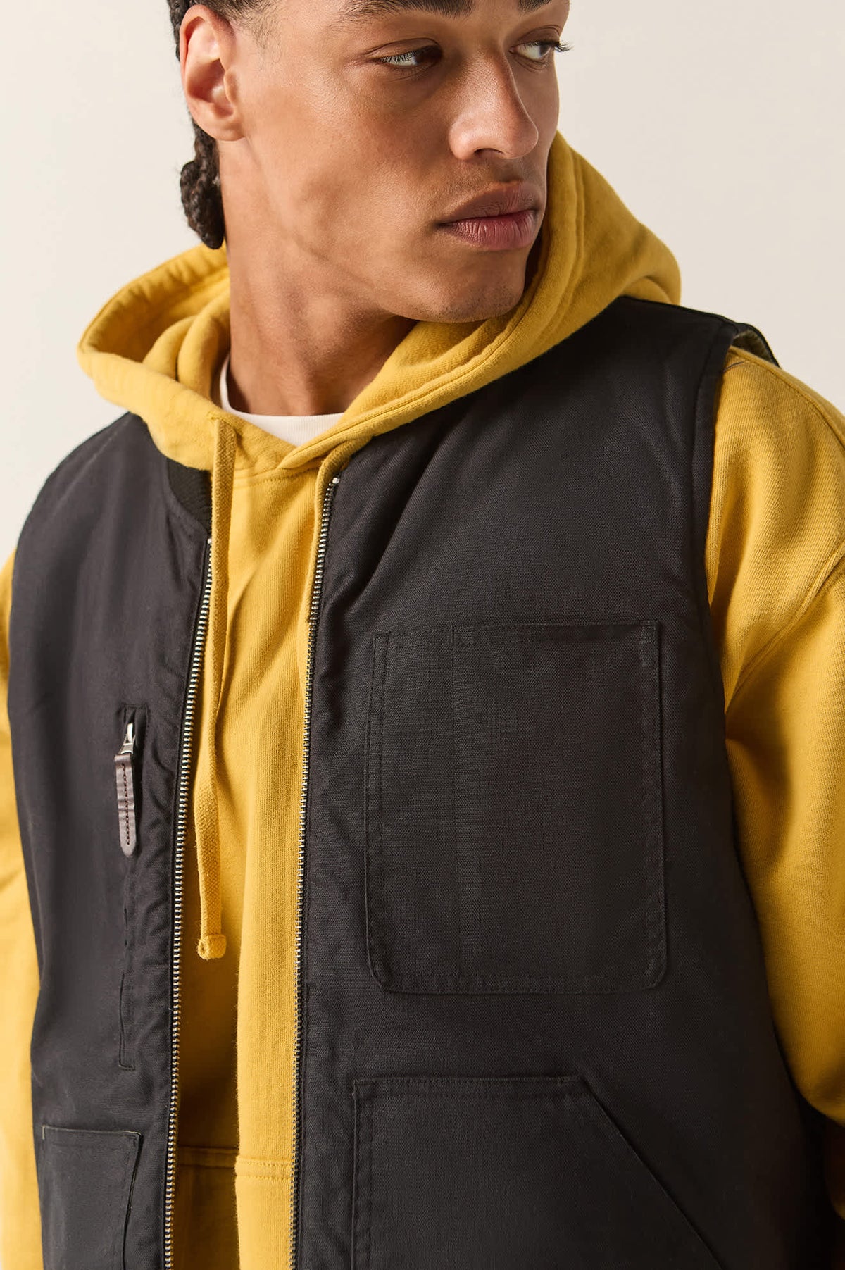 Men's Builders Abraham Reversible Vest in the color Black/Olive Surplus - Men's Side View