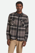 Men's Bowery L/S Flannel in the color Black/Charcoal/Pinecone - Men's Front View
