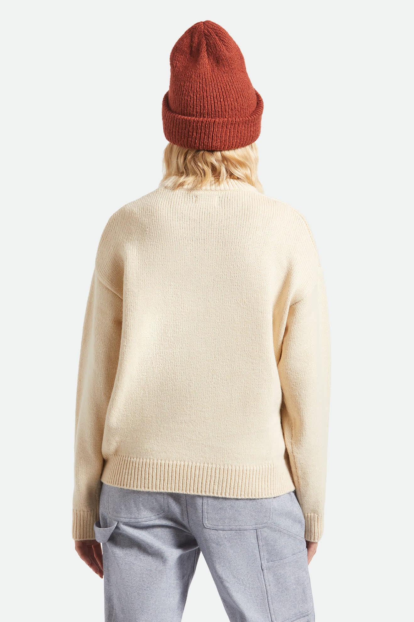 Women's Woodburn Women's Tall Brushed Beanie in the color Terracotta - Women's Back View