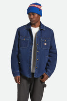 Men's Durham Sherpa Lined Jacket in the color Medium Wash Denim - Men's Front View