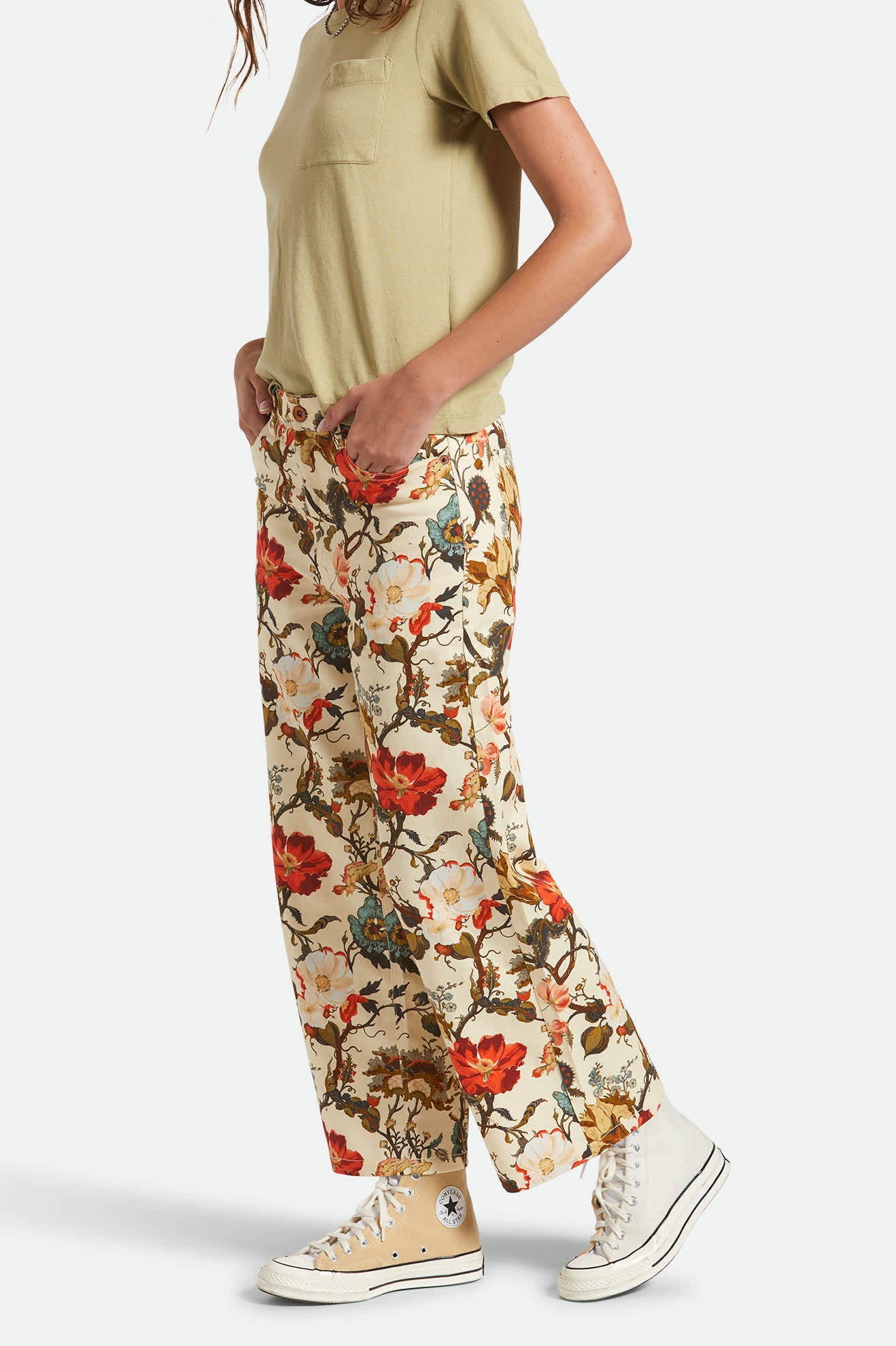 Women's Margo Cropped 5-Pocket Pant in the color Botanical Floral - Women's Side View
