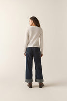 Women's Lipstick Waffle Knit Top in the color Off White - Additional Fit image