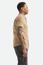 Men's Sanford Short Sleeve Shirt in the color Khaki - Men's Side View