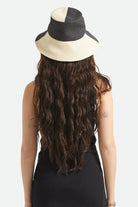 Women's Harmony Packable Bucket Hat in the color Natural/Black - Women's Back View