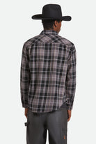 Men's Vintage Wash Flannel in the color Black/Charcoal Beige/Slate - Men's Back View