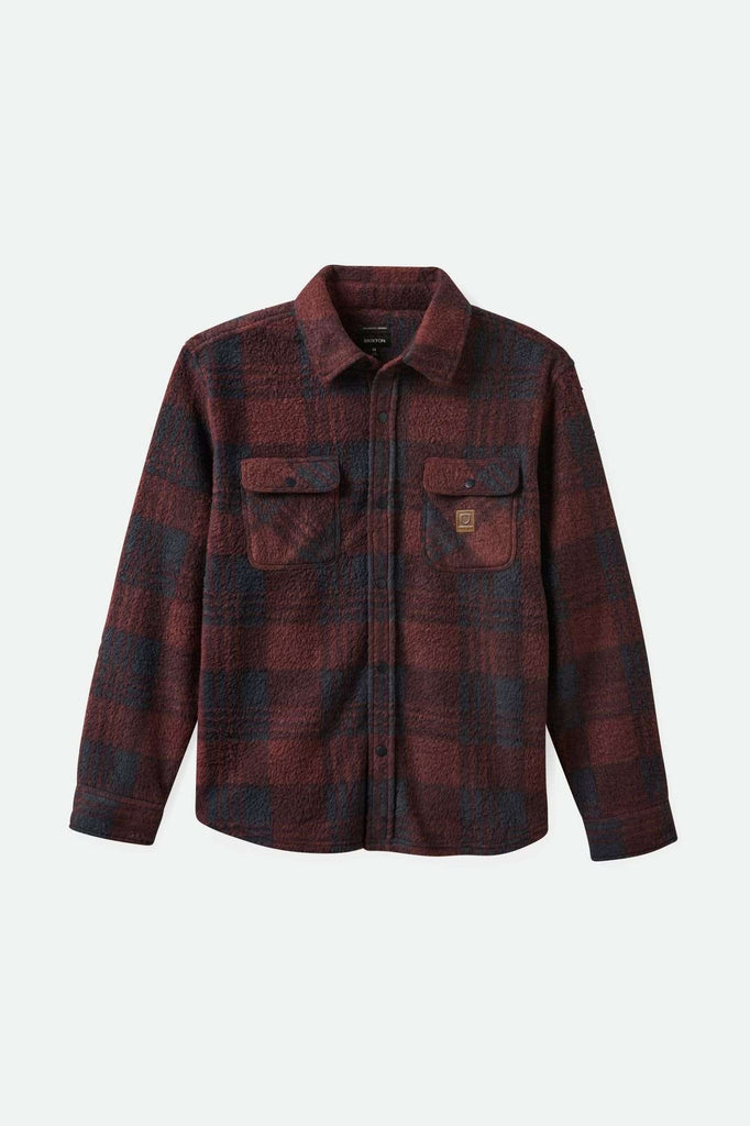 Brixton Men's Bowery Arctic Stretch L/S Fleece - Cordovan Red/Washed Navy Plaid | Main