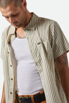 Men's Charter Print S/S Shirt in the color Whitecap/Ivy Green Stripe - Additional Fit image