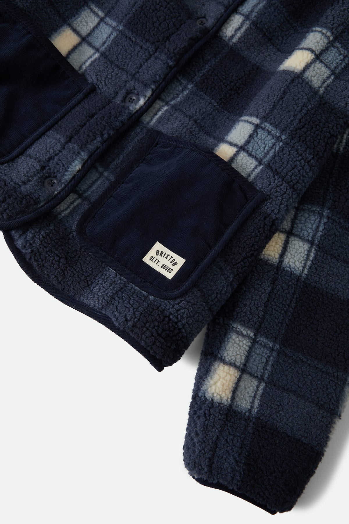 Women's Delilah Sherpa Jacket in the color Classic Navy Plaid - Additional Laydown image