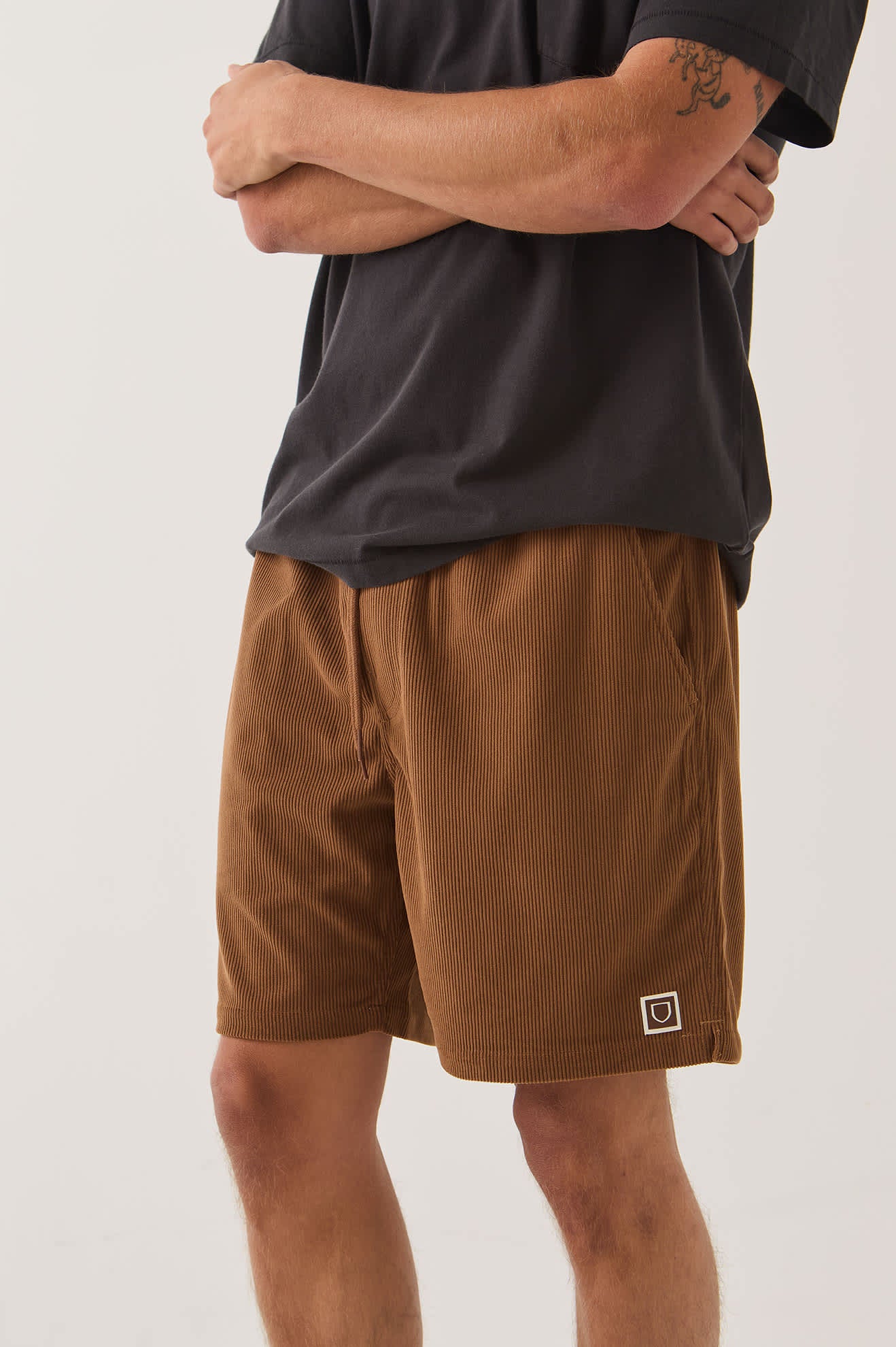 Men's Everyday Corduroy Short in the color Tobacco Brown - Men's Side View