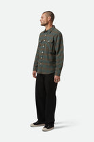 Men's Bowery L/S Flannel in the color Ocean - Men's Side View