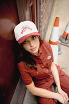 Unisex Brixton Banner Snapback in the color Whitecap/Dark Brick - Women's Lifestyle image