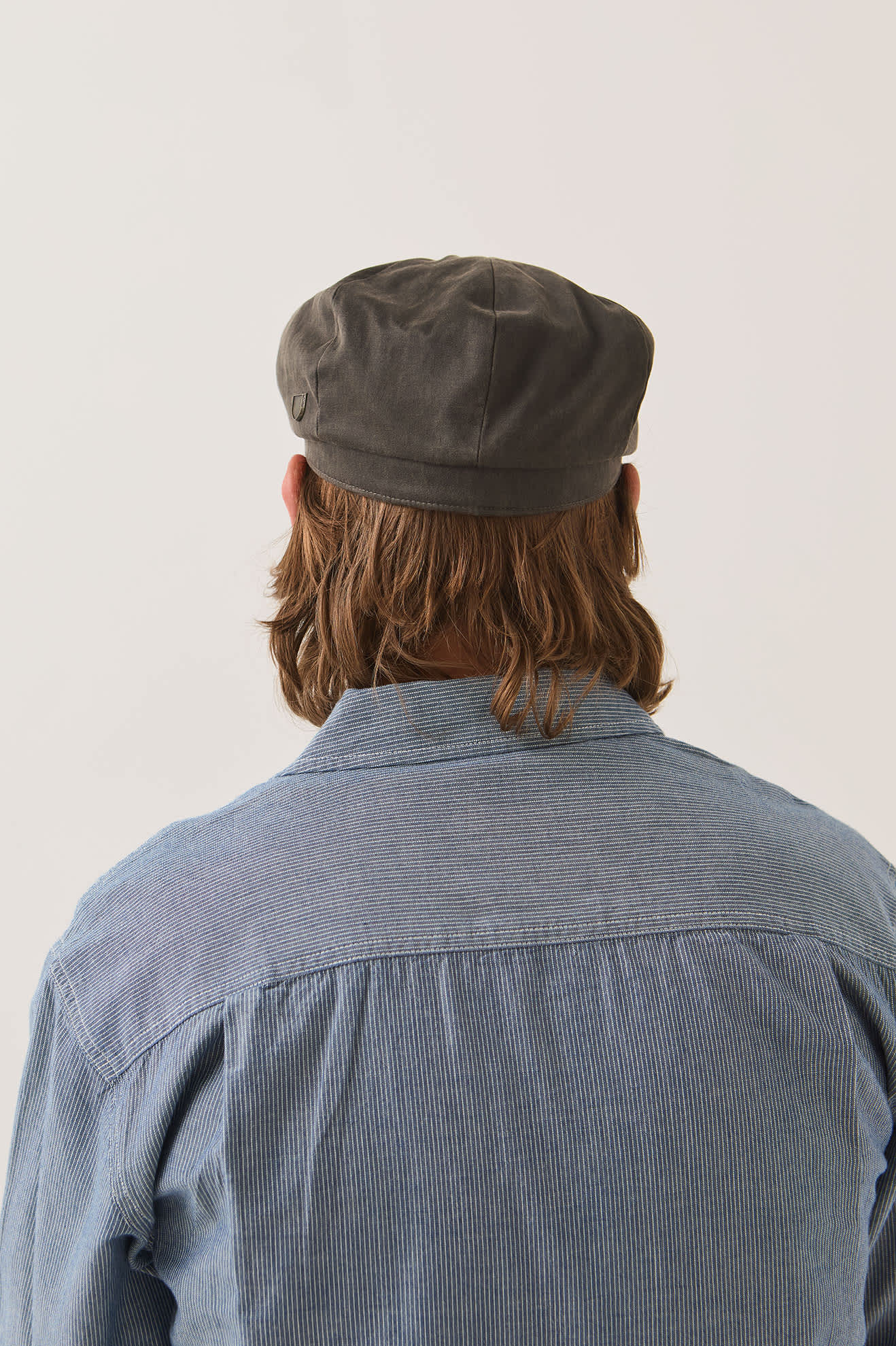 Unisex Brood Baggy Flannel Snap Cap in the color Brown Faux Leather - Men's Back View