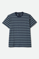 Men's Nova Stripe Short Sleeve Pocket T-Shirt in the color Midnight Blue/Future Grey Worn Wash - Front Product View