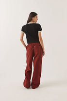 Women's Lounge Pant in the color Dark Brick - Women's Back View