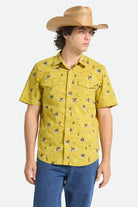 Men's Lone Star X Brixton Short Sleeve Shirt in the color Texas Gold - Men's Front View