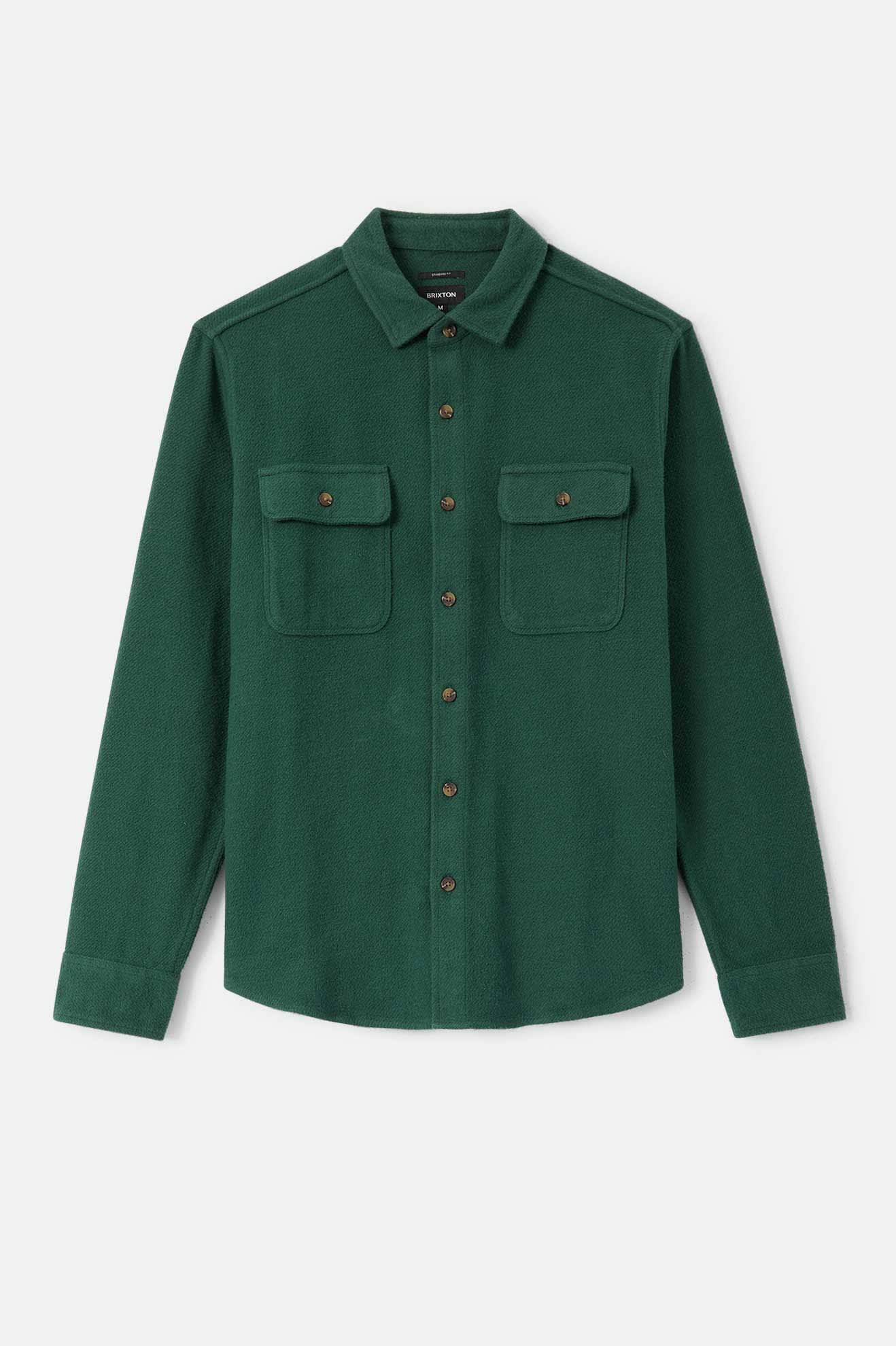Men's Bowery Textured Twill Overshirt in the color Primal Green - Front Product View