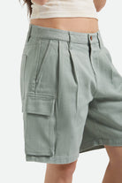 Women's The Alba Baggy Carpenter Short in the color Washed Sage Green - Additional Fit image