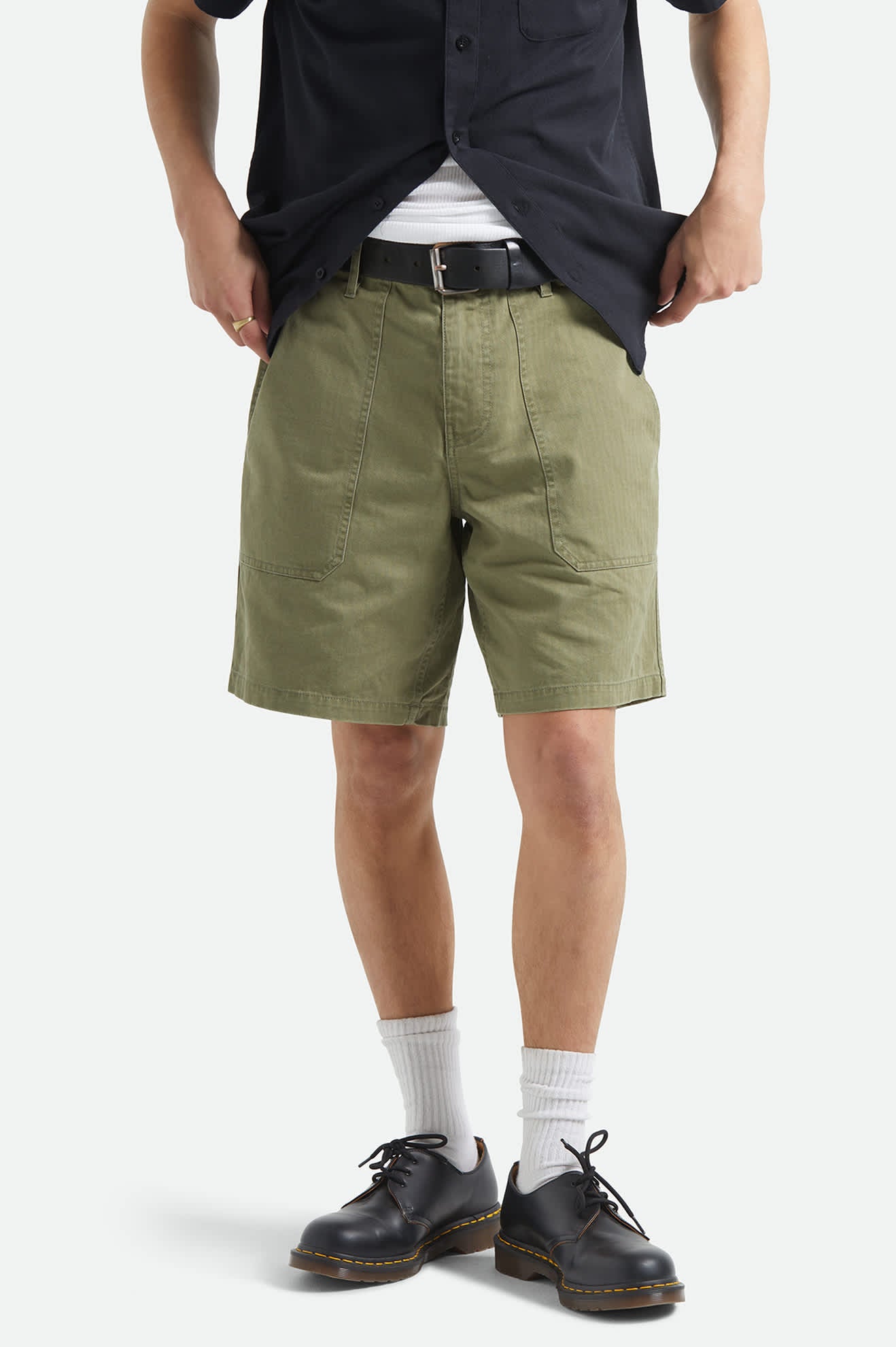 Men's Surplus Vintage Wash Herringbone Short in the color Washed Olive Green - Men's Front View