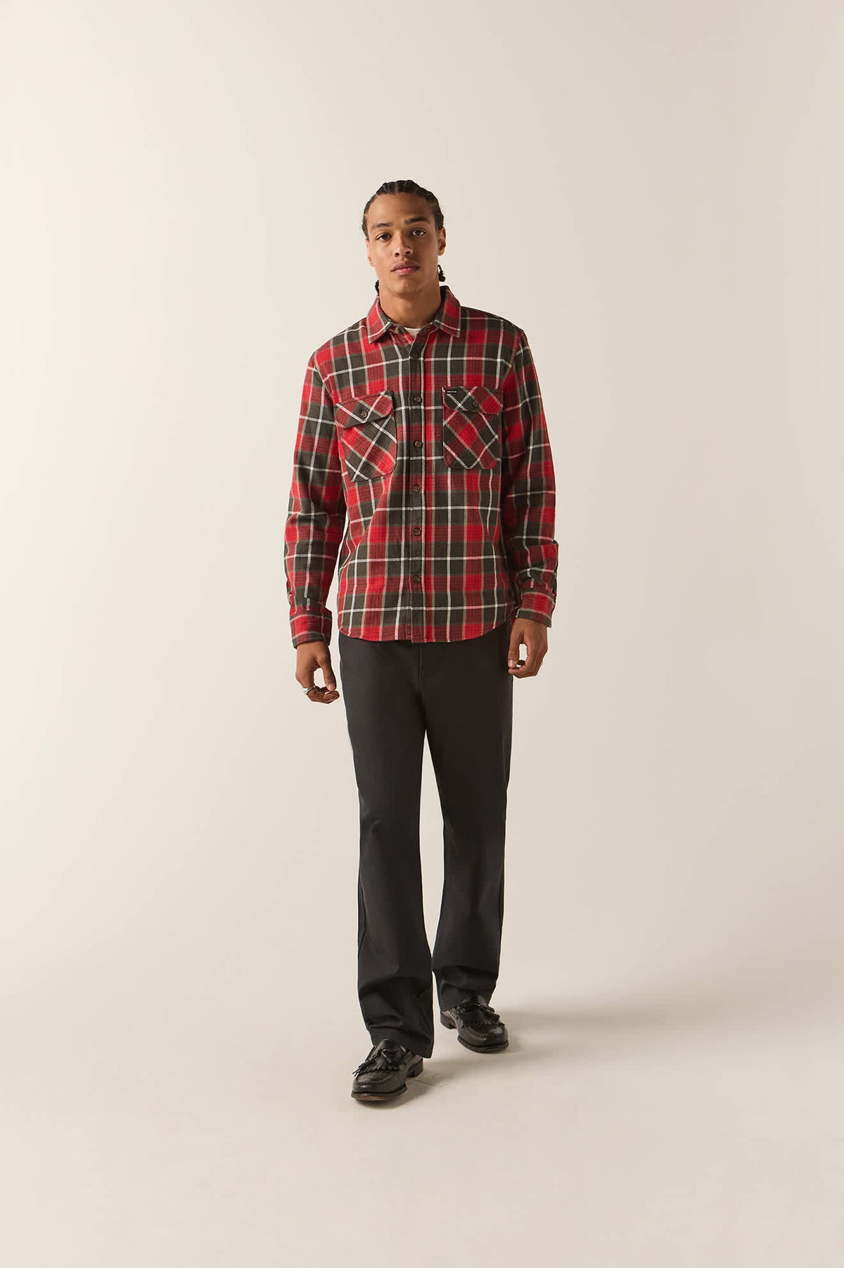 Men's Bowery Flannel in the color Washed Red/Black - Men's Front View